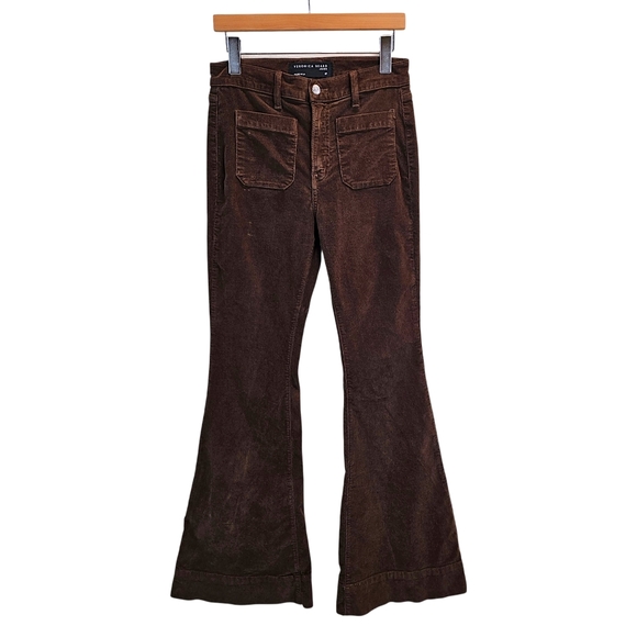 Veronica Beard Sheridan High Rise Exaggerated Flare Corduroy Pants Choc Brown 27 - Picture 2 of 13